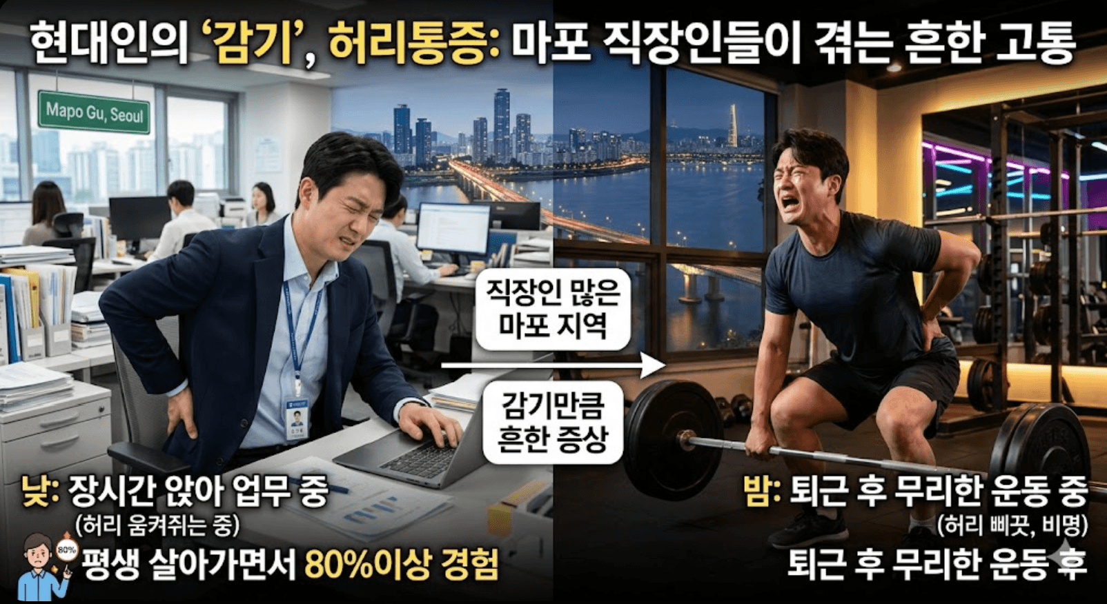 마포 허리통증, 지긋지긋한 요통, 원인 분석부터 맞춤형 비수술 치료까지 완벽 가이드