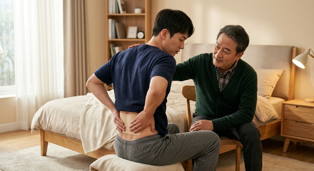마포 허리통증 파스 붙이는 올바른 위치와 쿨파스 핫파스 선택법 ― 엉덩이 위쪽과 골반 라인 부착